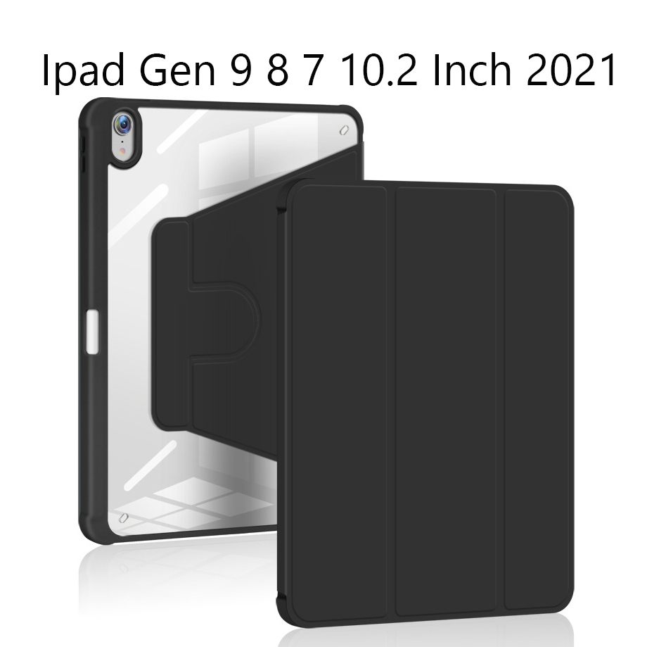 Bao Da Cover Lưng Trong Xoay 360 Dành Cho Ipad Gen 9 8 7 10.2 Inch 2021 Có Khe Pencil