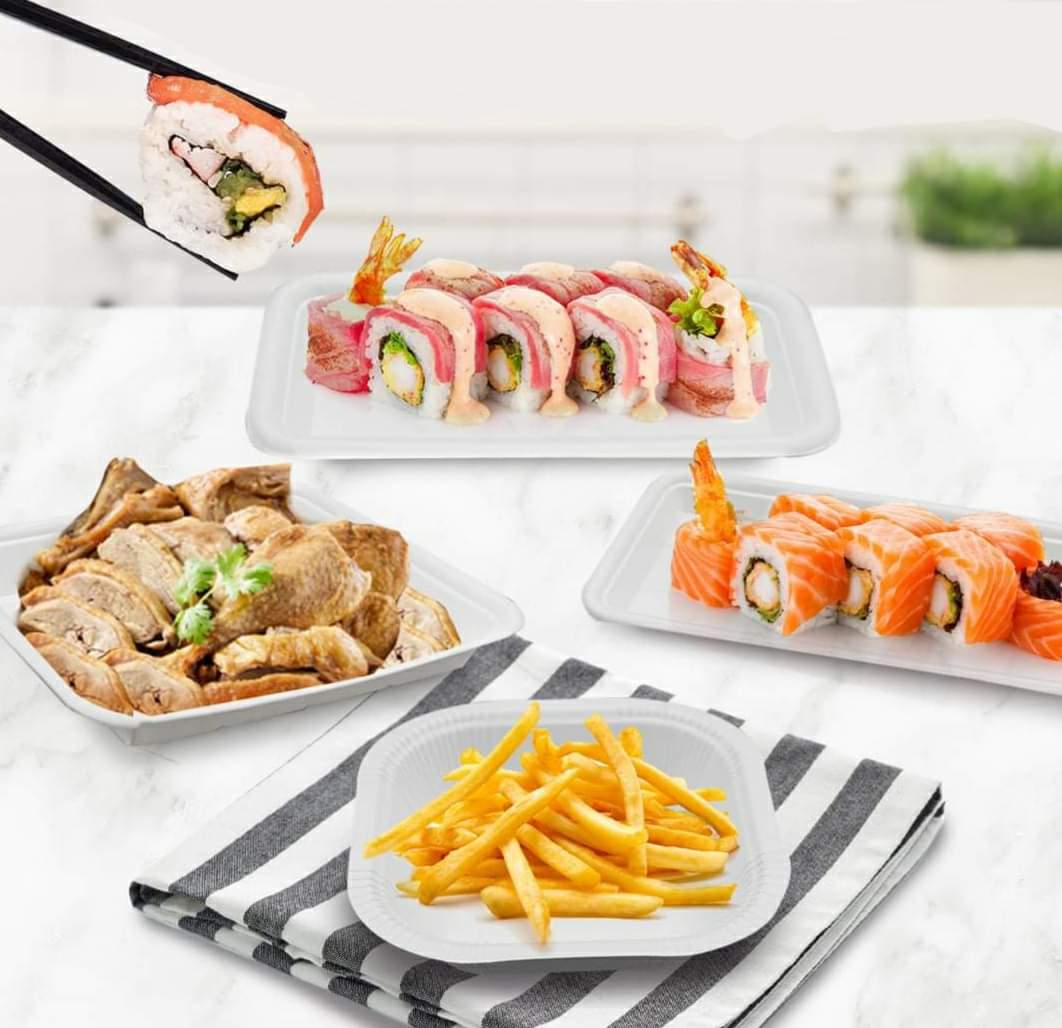 Combo 50 Khay(Dĩa) Giấy FEST CHOICE FOOD TRAY 5.8 Inches THÁI LAN Hàng Nhập Khẩu Cao Cấp, Giấy Nguyên Chất, Sử Dụng Tốt Với Thức Ăn Nóng - CHÍNH HÃNG F017 ( Tặng Móc Khóa KETILO)