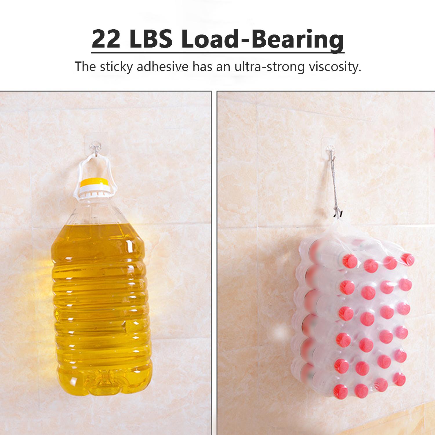 8 cái móc tường siêu dính chịu lực cao 22lb, móc bằng thép không gỉ, không thấm nước