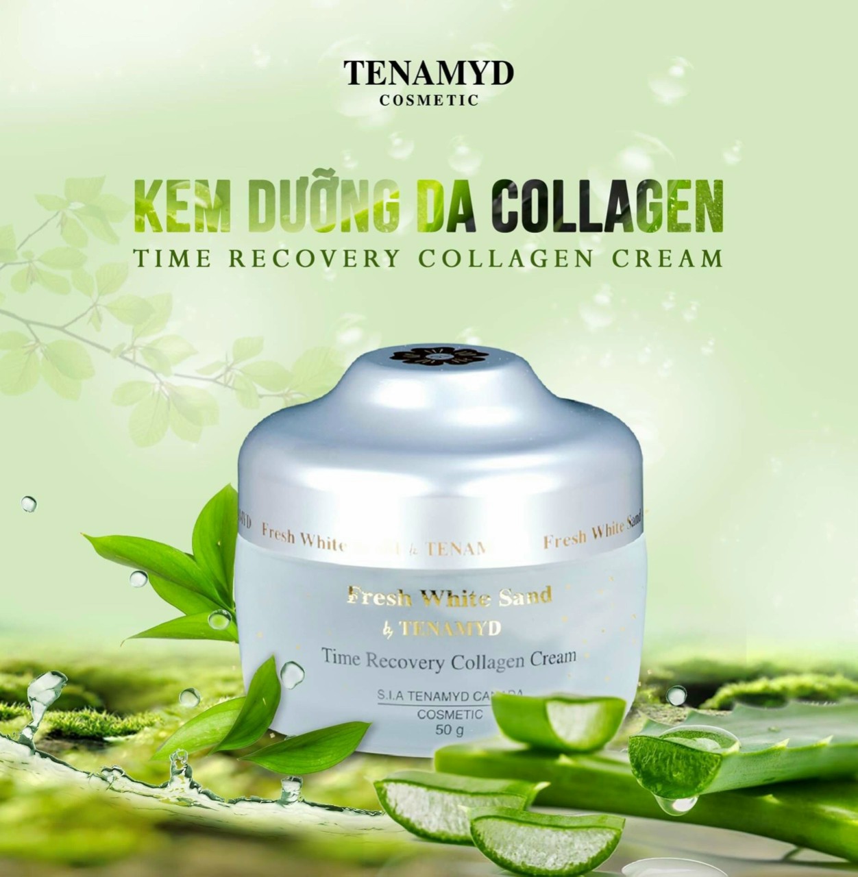 Kem dưỡng da Collagen Time Recover Collagen Cream Fresh White Sand by TENAMYD 50ml