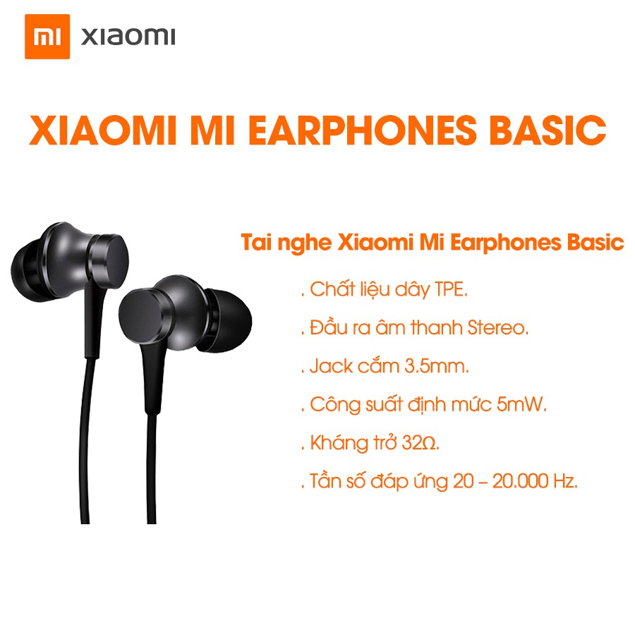 Tai nghe Mi In Ear Headphones Basic- Hàng chính hãng
