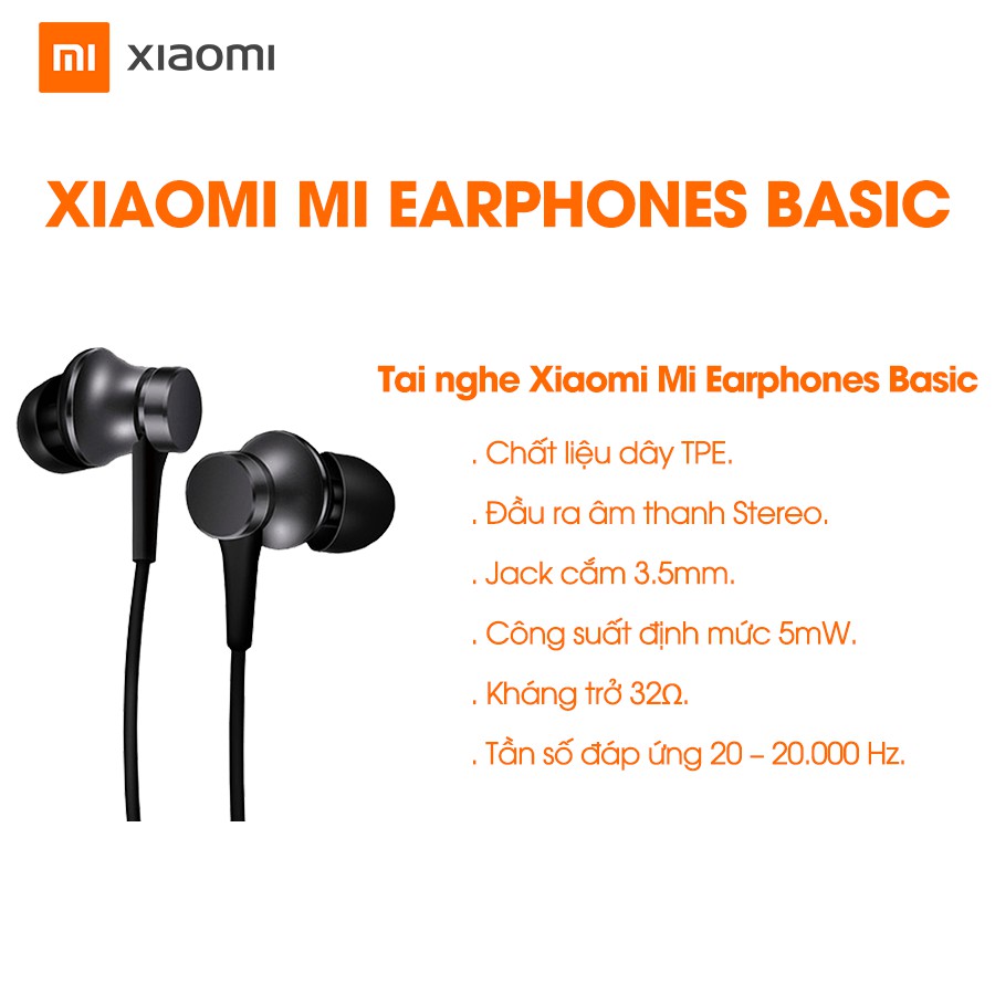 Tai nghe Mi In Ear Headphones Basic- Hàng chính hãng 