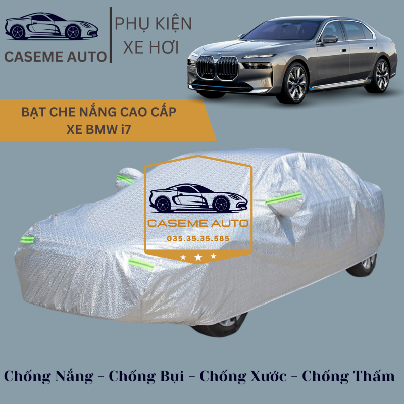 [BMW i7] Bạt phủ xe ô tô tráng nhôm cao cấp dành cho xe BMW i7 , 3 lớp chống nóng, chống thấm, chống bụi - Hàng Chính Hãng