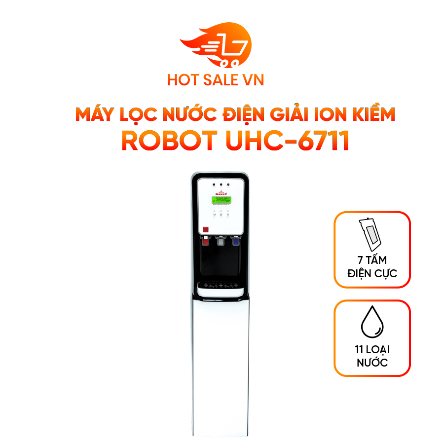 Máy Lọc Nước Điện Giải Ion Kiềm ROBOT UHC 6711 Dòng Tủ Đứng ABS Chức Năng Nước Nóng Lạnh - Hàng Chính Hãng