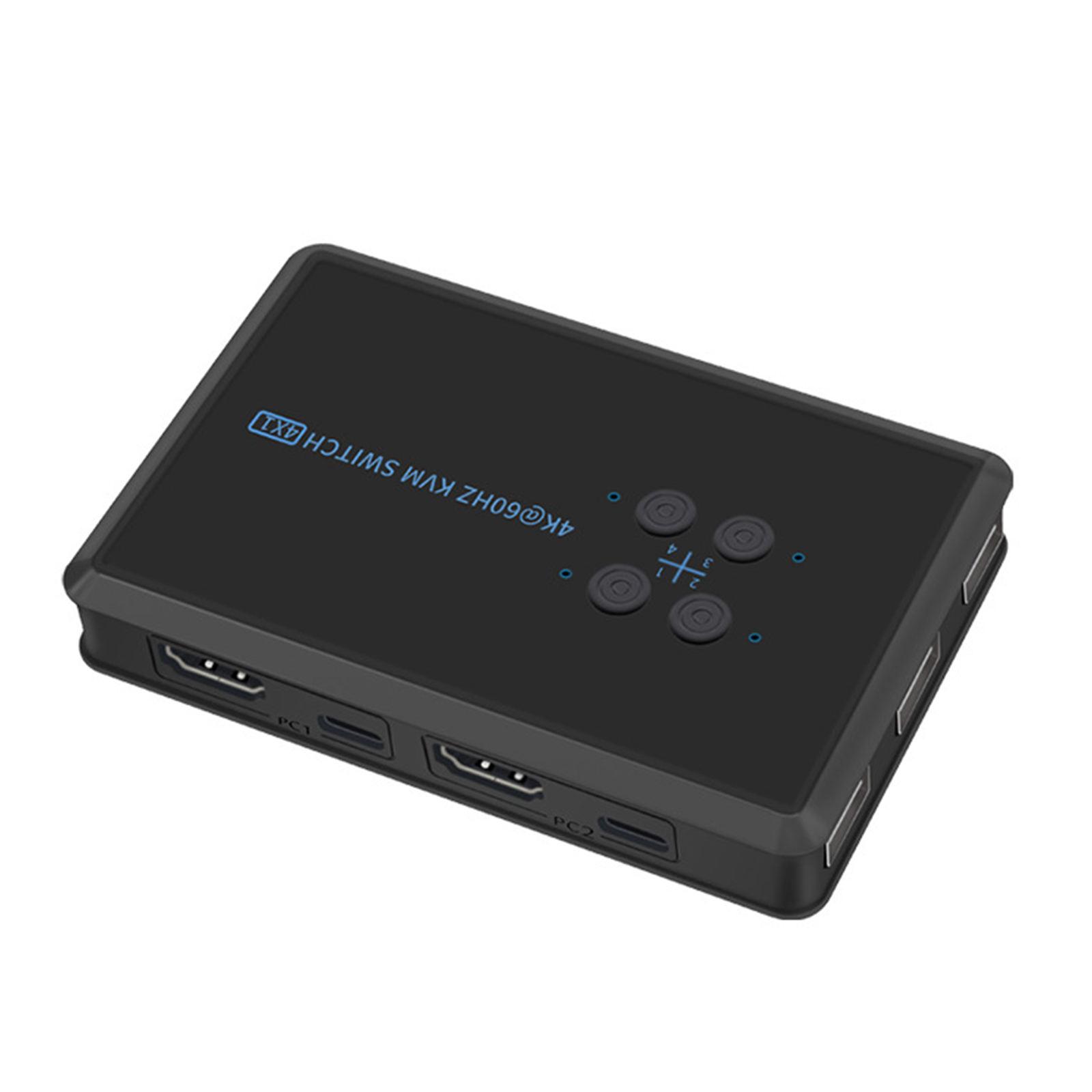 USB 2.0 KVM Switch 4 Port with USB Cable for Mouse Keyboard Monitor Sharing
