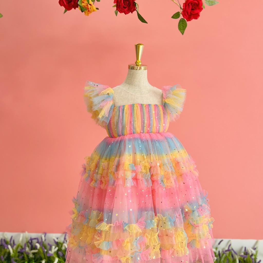 Váy công chúa đầm công chúa thiết kế màu cầu vồng cho bé gái từ 1-10 tuổi tại Mom'schoice
