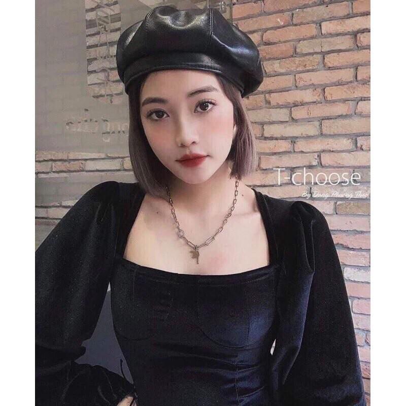 Áo nhung tay rộng cổ vuông siêu xinh