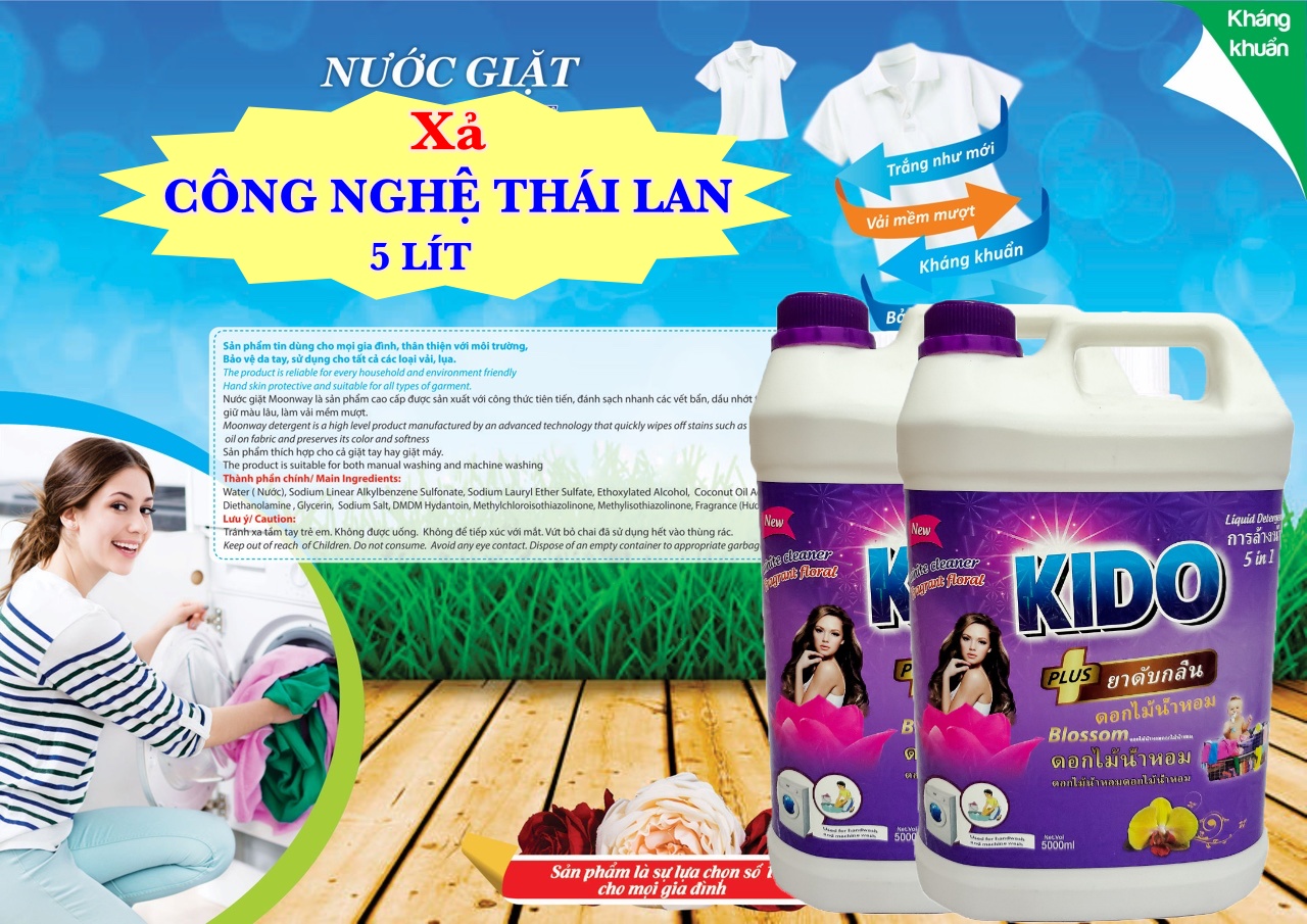 Nước Giặt Xả 5 in1 Thái lan (5 lít ) Sạch Nhanh Kido lít Lưu Hương Thơm Lâu