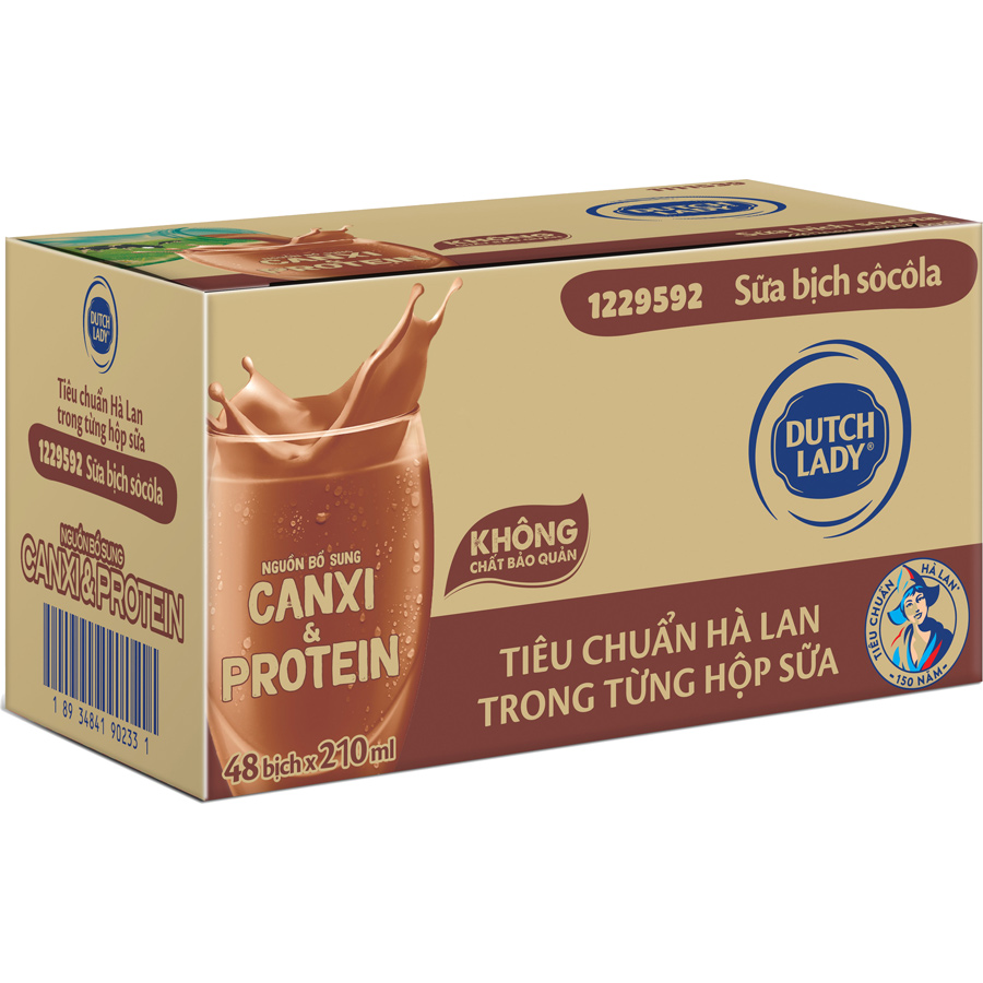 Thùng 48 Bịch Sữa Tiệt Trùng Dutch Lady Cô Gái Hà Lan Socola (48X210ml)