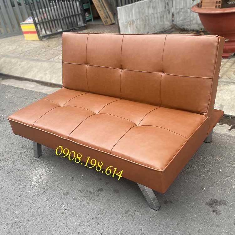 Giá Xưởng Ghế Sofa Mini Simili Cao Cấp Chân Kim Loại - Ghế Sô Pha Nhỏ Gọn Bọc Da Màu nâu Dài 120cm