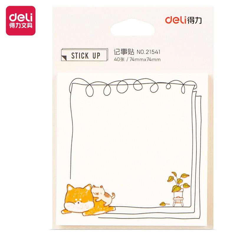 Giấy note ghi chú hình cute thú cưng ngộ nghĩnh Deli - Giấy nhớ giấy nhắn cún Shiba - 1 tệp màu ngẫu nhiên - Phù hợp cho học sinh, văn phòng - 21541