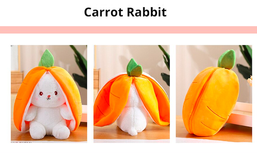Thú nhồi bông thỏ cà rốt dâu tây 2 trong 1 - Size từ 20 đến 55cm - Quà tặng gấu bông thỏ siêu dễ thương - Gối ôm mềm mịn cho bé