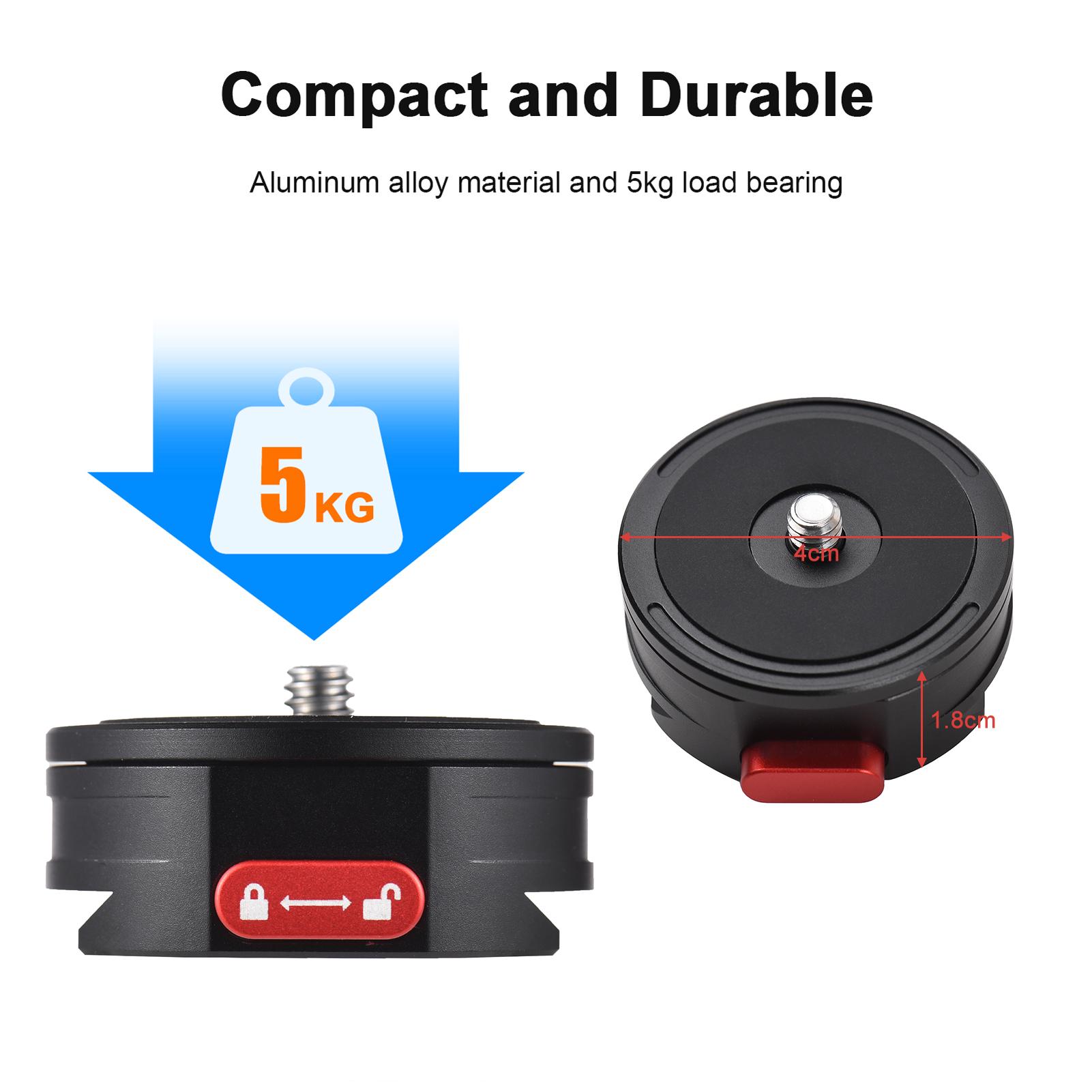 Round Quick Release Plate Tripod QR Plate Camera Mount Adapter Quick Setup Aluminum Alloy with 1/4 Inch Screw for DSLR Mirrorless Camera Tripod Gimbal Stabilizer