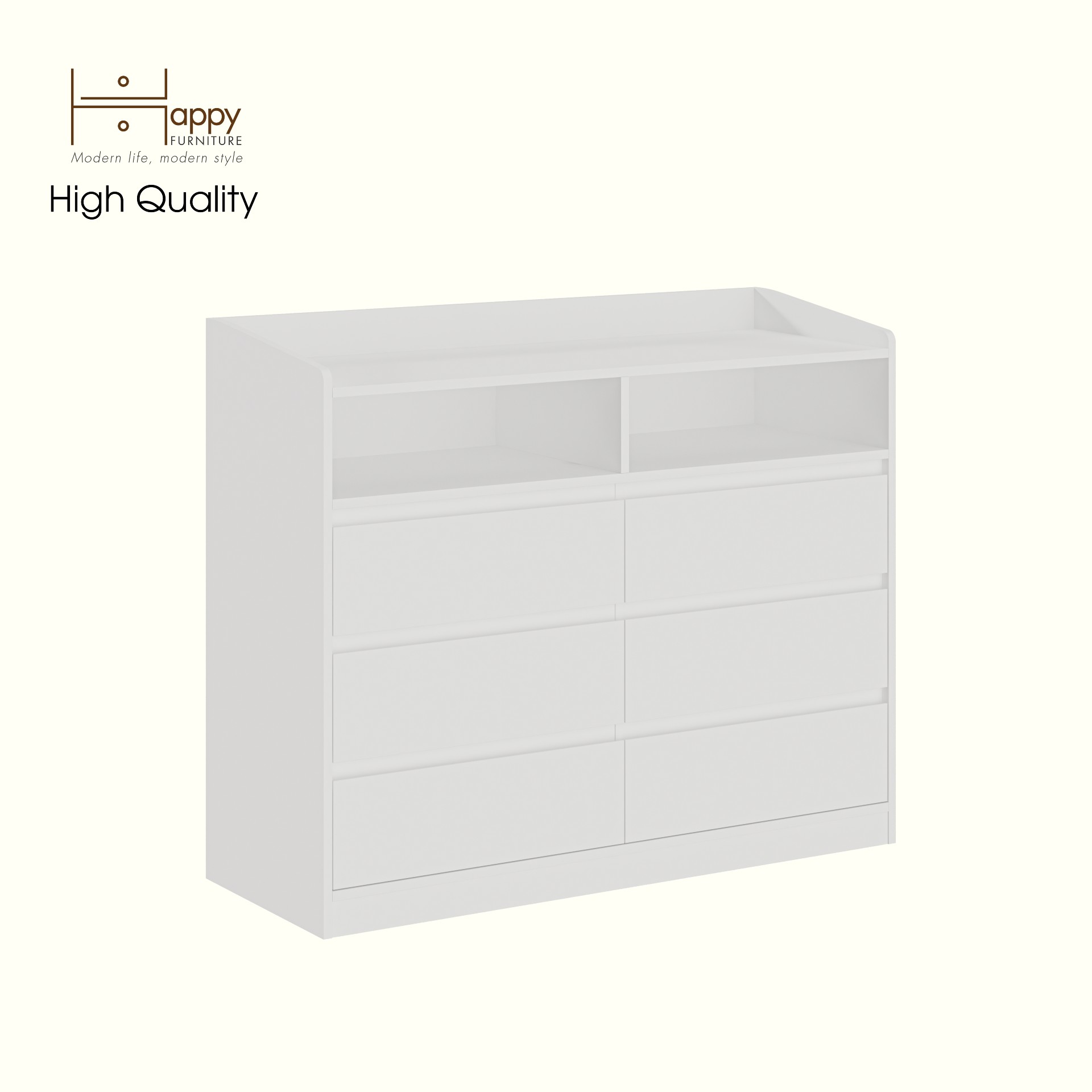 HAPPY FURNITURE , Tủ lưu trữ 6 ngăn kéo - KATE , THK_320 , 120cm x 45cm x 100cm DxRxC