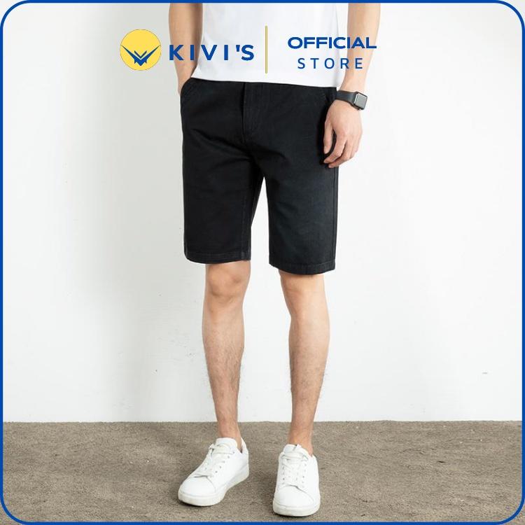 Quần short nam OKYI chất liệu kaki jean co giãn thiết kế đơn giản chuẩn form KIVI'S