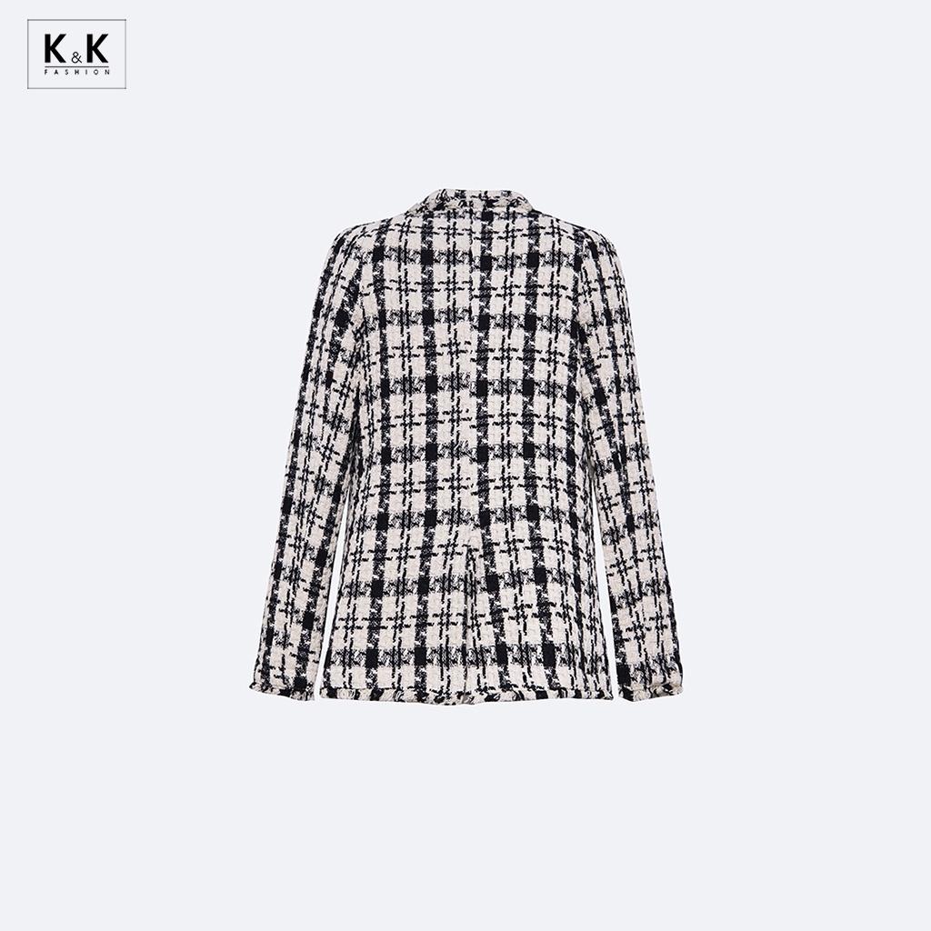 Áo Khoác Blazer Nữ Tay Dài K&amp;K Fashion AK11-07 Chất Vải Tweed Hàn