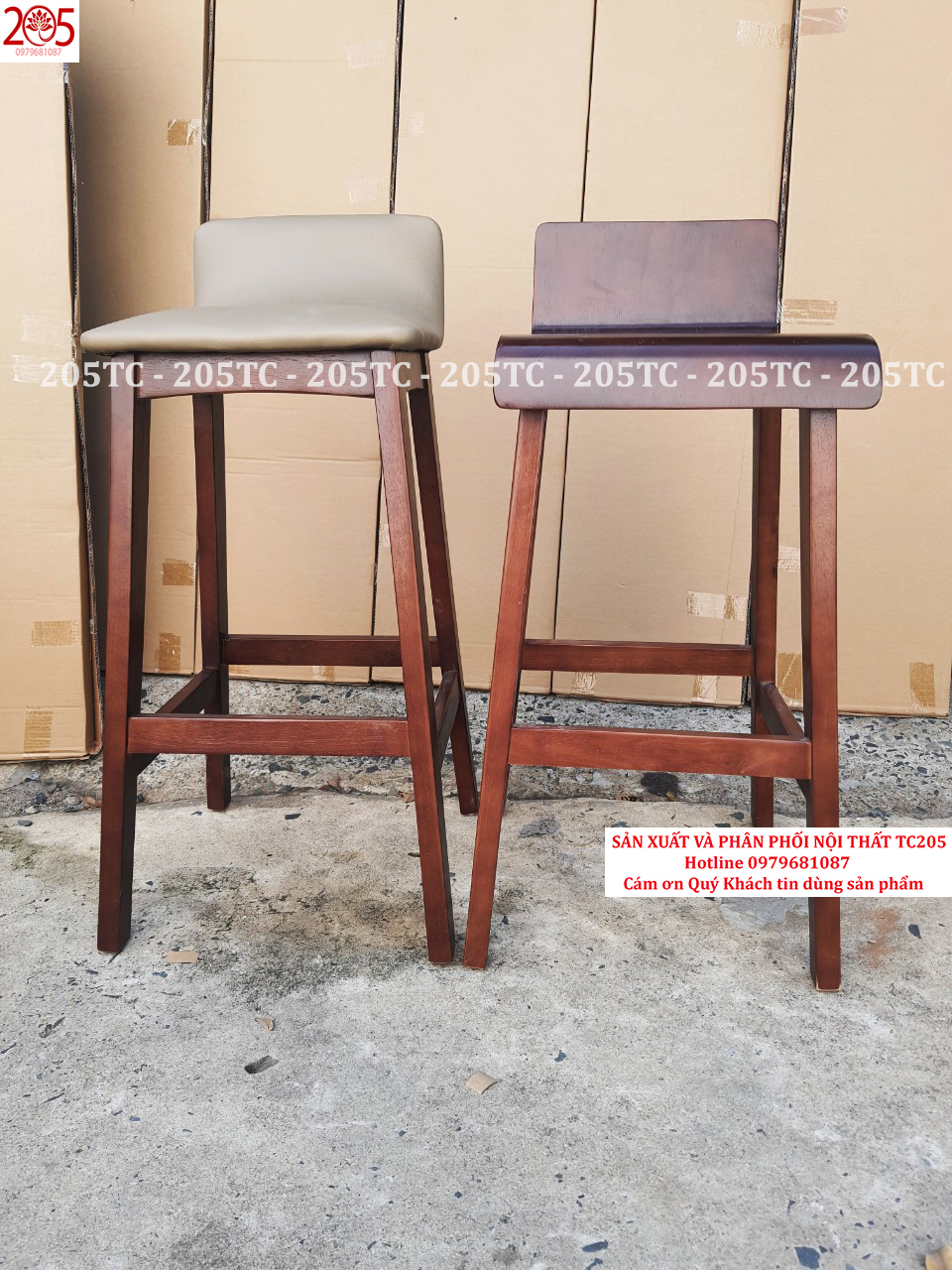 Ghế bếp ghế quầy bar cao gỗ cao su mặt gỗ hoặc mặt nệm si NỘI THẤT 205TC