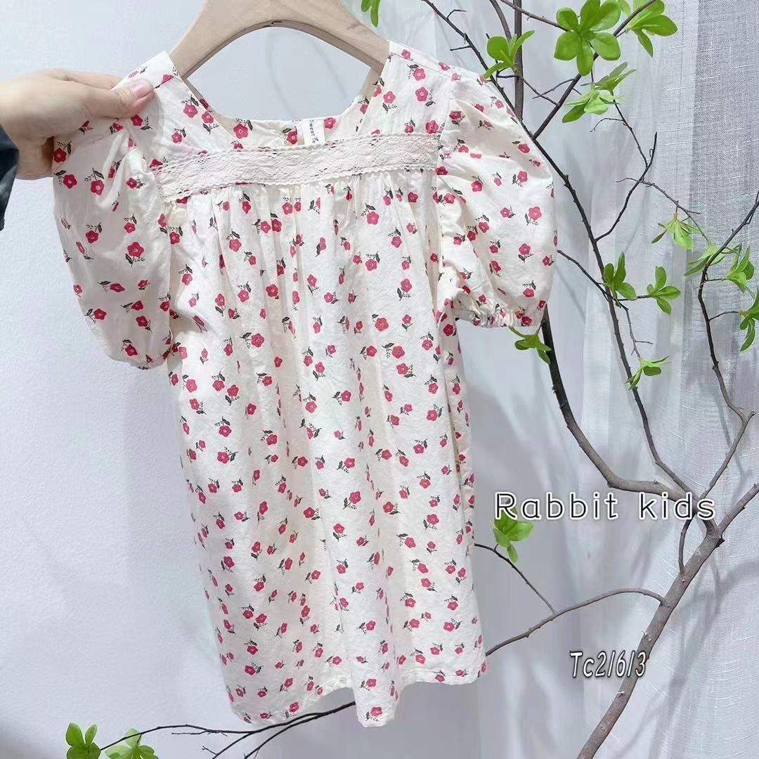 ĐẦM HOA ĐỎ VIỀN REN -CP KID