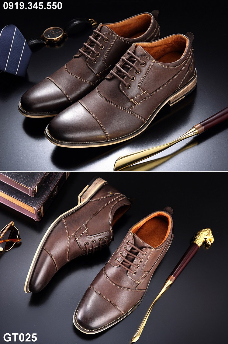 Giày da công sở, giày tây cỡ lớn 45 46 47 48 cho nam cao to chân ú bè. Big size leather shoes for wide feet - GT25