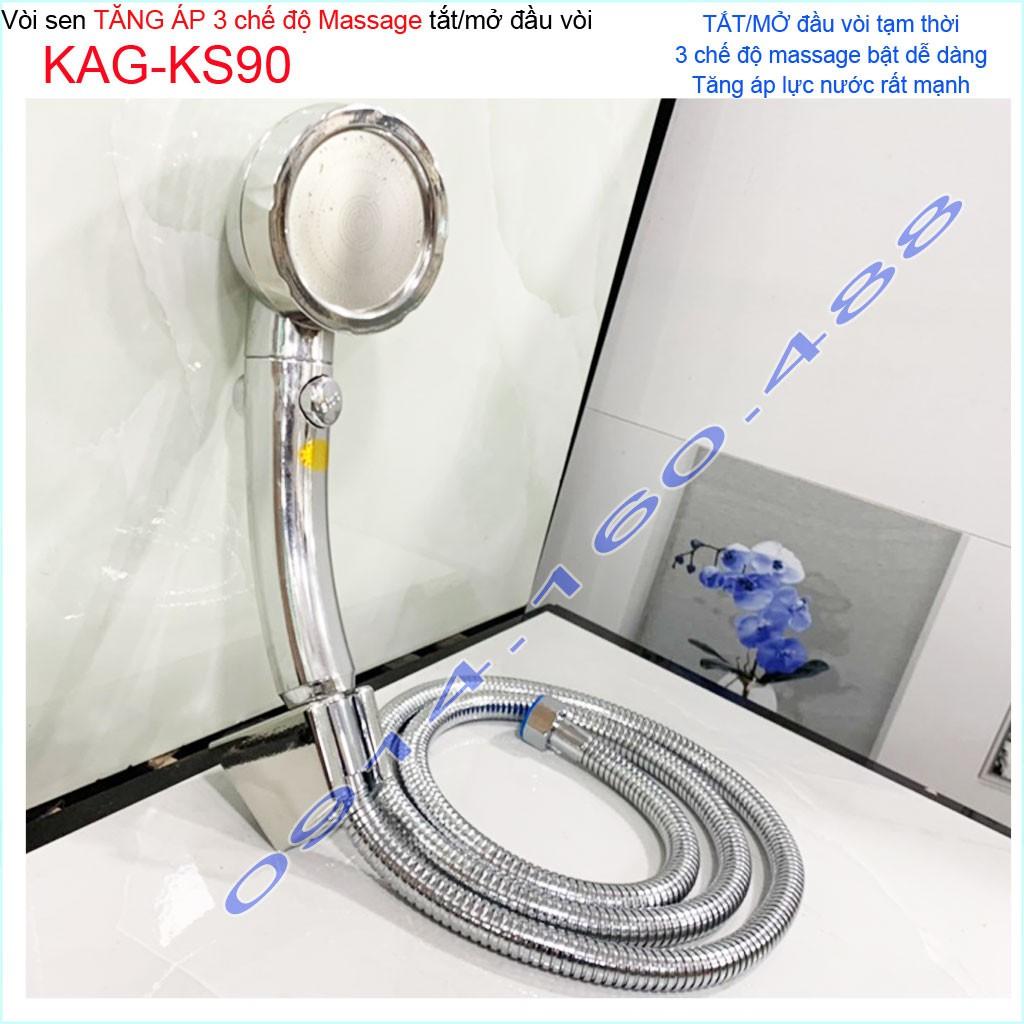 Bộ vòi tắm hoa sen tăng áp massage KAG-KS90, sales shower head bộ vòi sen tắm tia nước mạnh tăng áp siêu sảng khoái