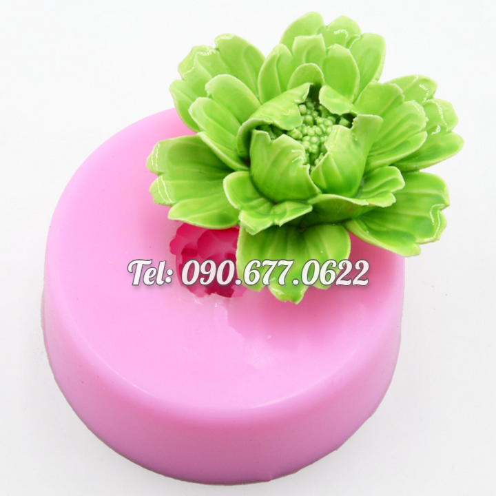 Khuôn rau câu silicone hoa mẫu đơn tầng - Loại 8 cm – Mã số 1827