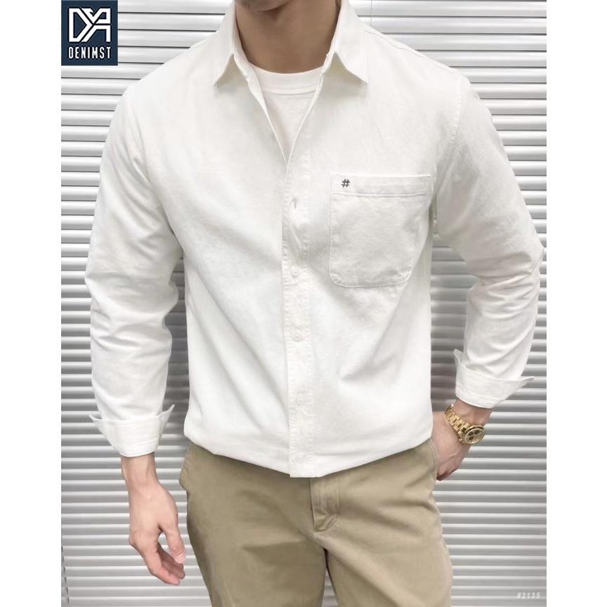 Áo sơ mi nam cotton kaki cao cấp Hashtag DENIMST, Áo sơ mi dài tay form suông 2135
