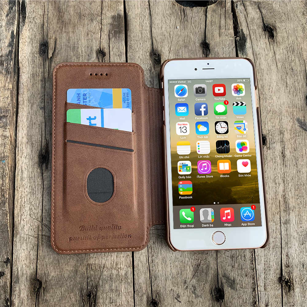 Bao da cao cấp dành cho iPhone 7 Plus / iPhone 8 Plus - Màu nâu