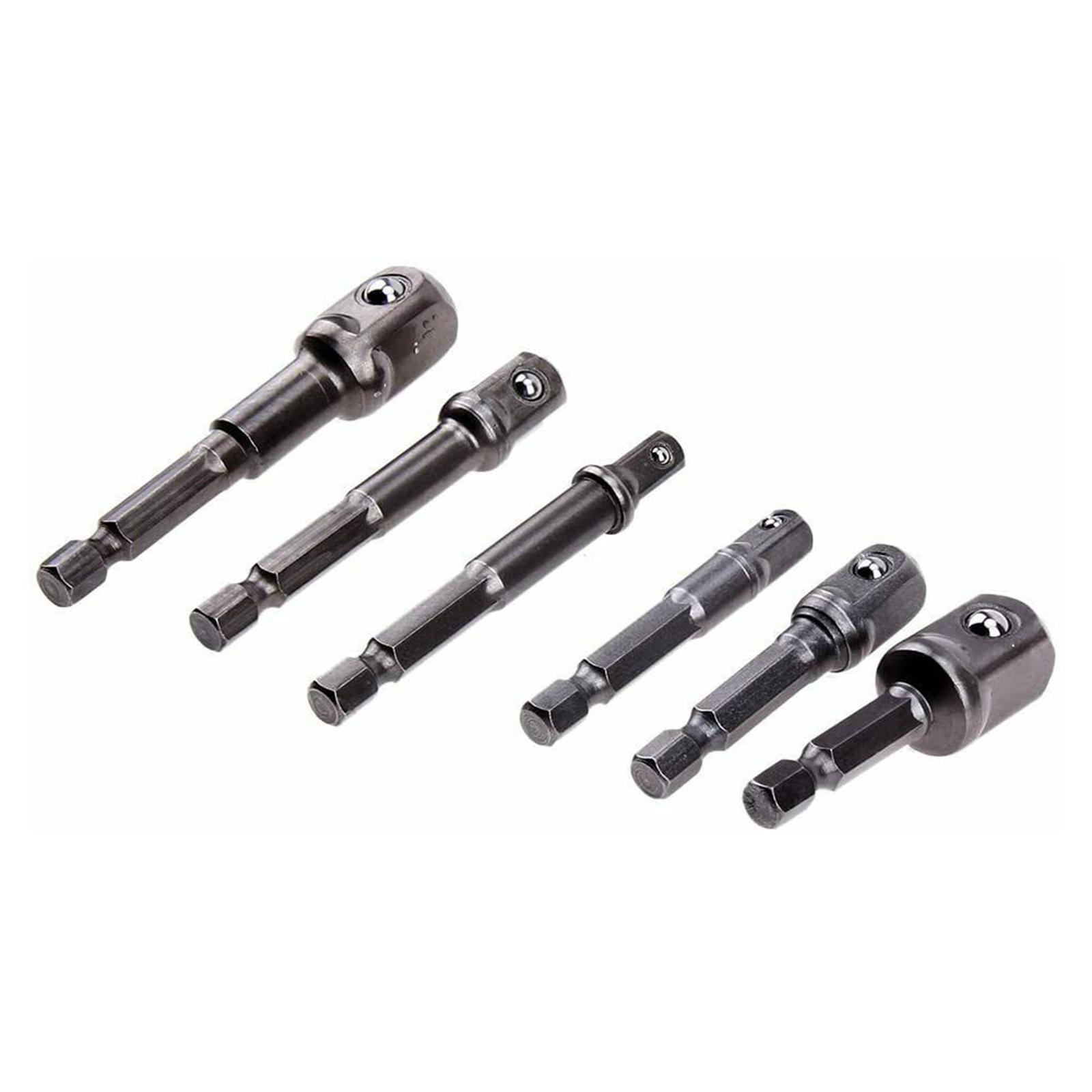 9Pcs Socket Adapter Impact Hex Shank Drill Bits Set, Driver Tools, 1/4" 3/8" 1/2", 105° Right Angle Drill Adapter Attachment Extension Tools