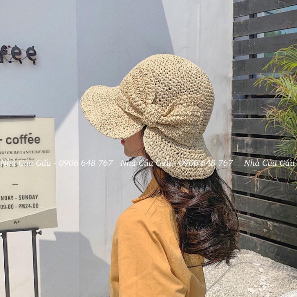Nón cói đính nơ bảng bự