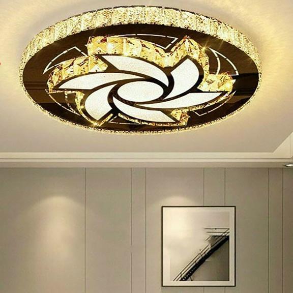 Đèn ốp trần pha lê phòng khách, phòng ngủ HQ - mã PLM081 - ánh sáng 3 màu tiết kiệm điện, thân thiện môi trường HQ DECOR (HÀNG NHẬP KHẨU)