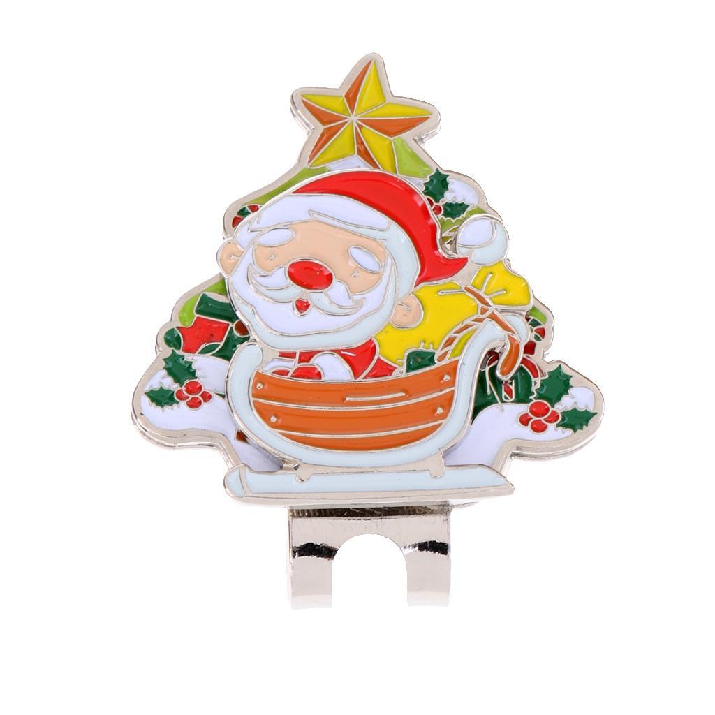 2x Sturdy Santa Claus Hat Visor Clip- Ball Marker Christmas Gift
