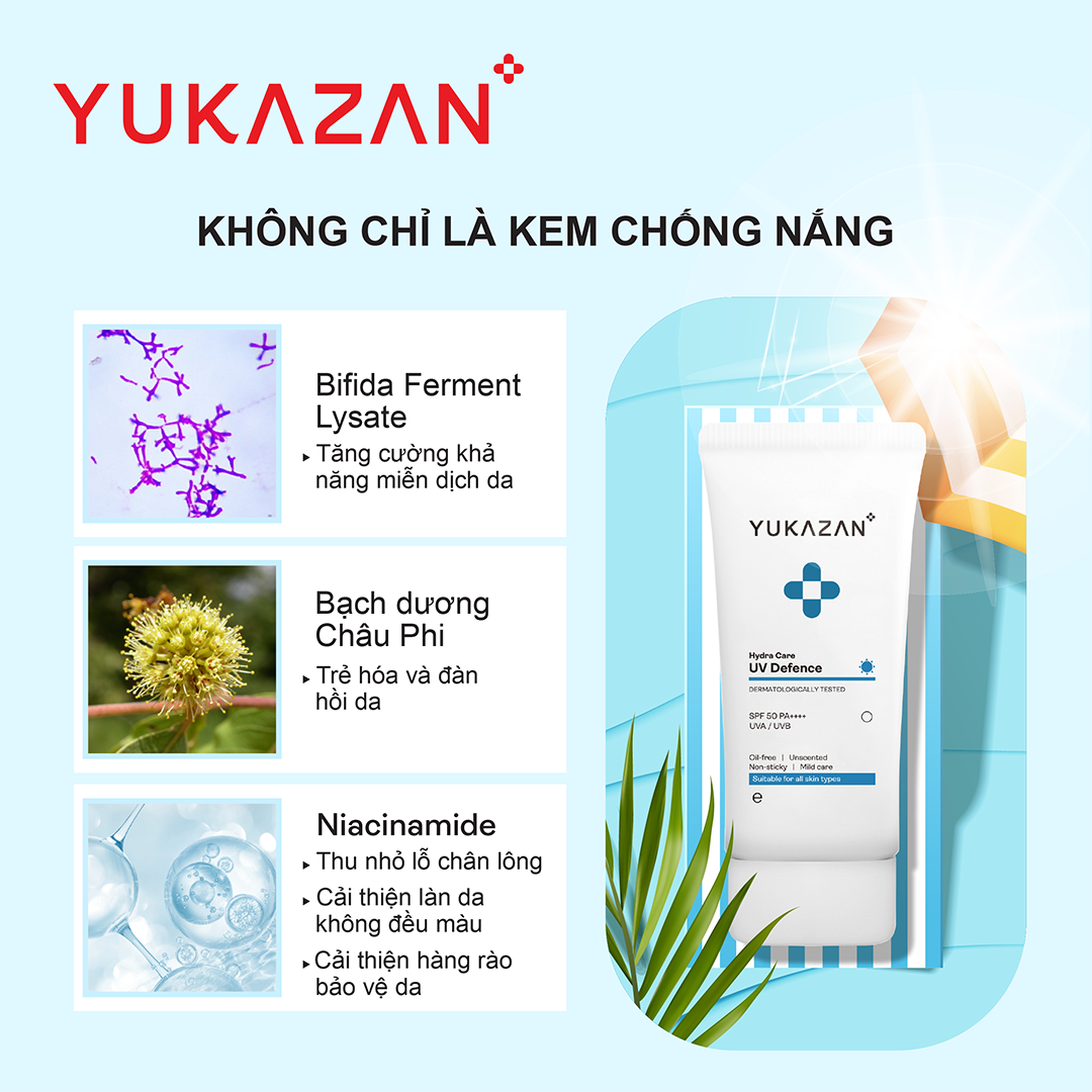 Kem Chống Nắng Yukazan Hydra Care SPF 50 PA++++ Dành Cho Da Khô Và Da Nhạy Cảm 50ML - Chống UVA, UVB