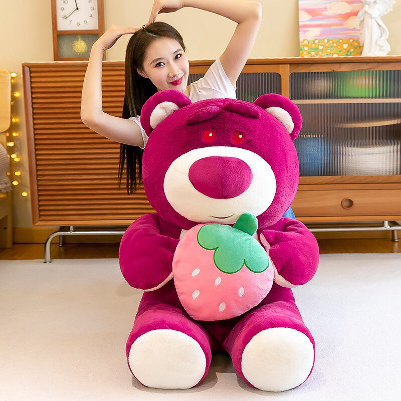 Gấu Dâu Siêu To -Khổng Lồ- Đồ chơi nhồi bông Hình Gấu Teddy Dâu Tây Dễ Thương