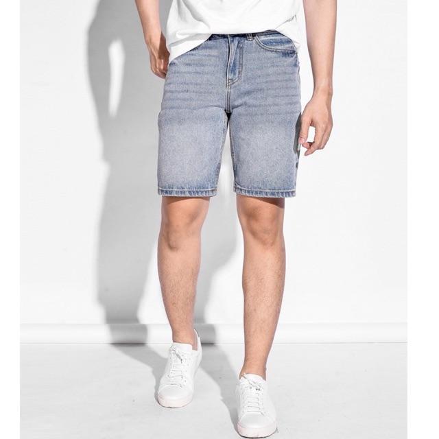 Quần short jeans nam màu xanh trơn DPS010