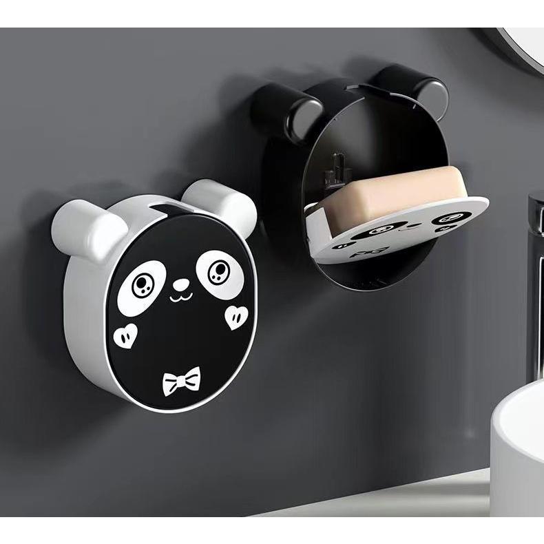 Hộp Đựng Xà Phòng Gắn Tường Siêu Chắc Chắn Nắp Lật Hình Gấu Trúc Đáng Yêu Tiết Kiệm Không Gian