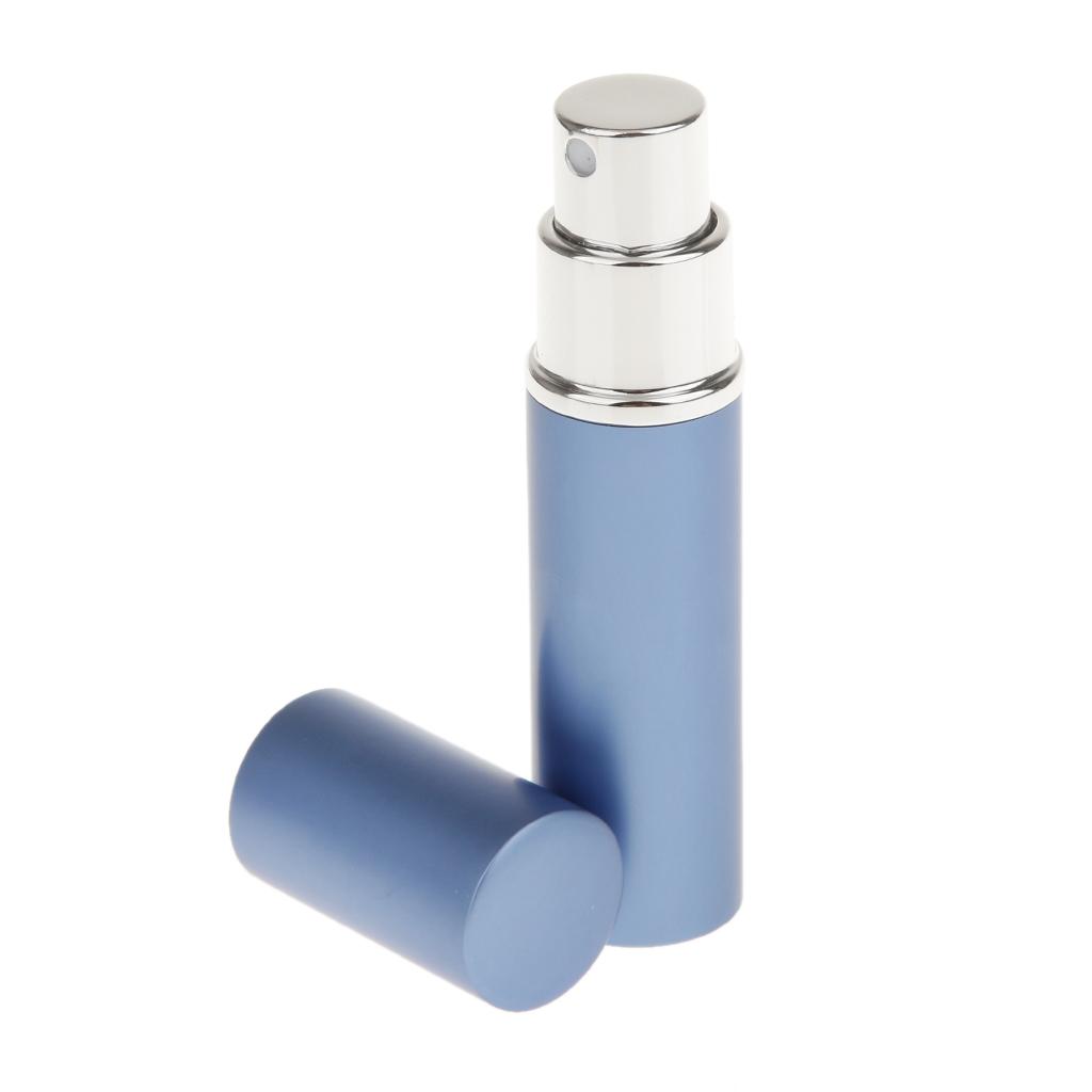 2pcs Portable Perfume Aromatherapy Container Leaking Proof Atomizer Empty Refillable Mist Spray Bottles - Silver and Blue
