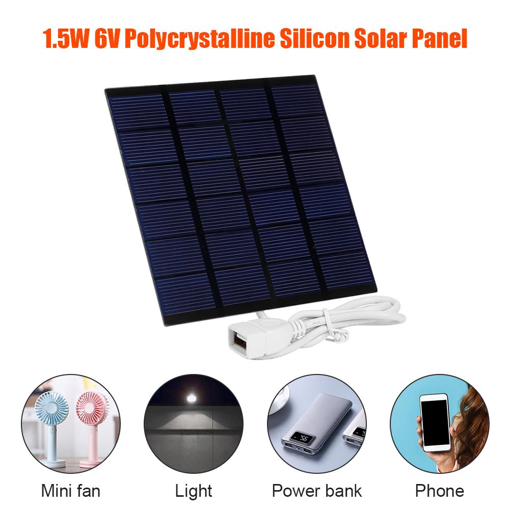 1.5W 6V USB Tấm Pin Năng Lượng Mặt Trời Polysilicon Di Động Du Lịch Ngoài Trời Tự Làm Sạc Năng Lượng Mặt Trời Máy Phát Điện Cho Pin Điện Thoại Di Động