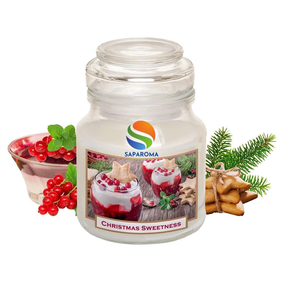 Hũ nến thơm tinh dầu Bartek Christmas Sweetness 130g QT06654 - nho chuỗi ngọc, nến trang trí, thơm phòng, thư giãn, Hỗ trợ khử mùi