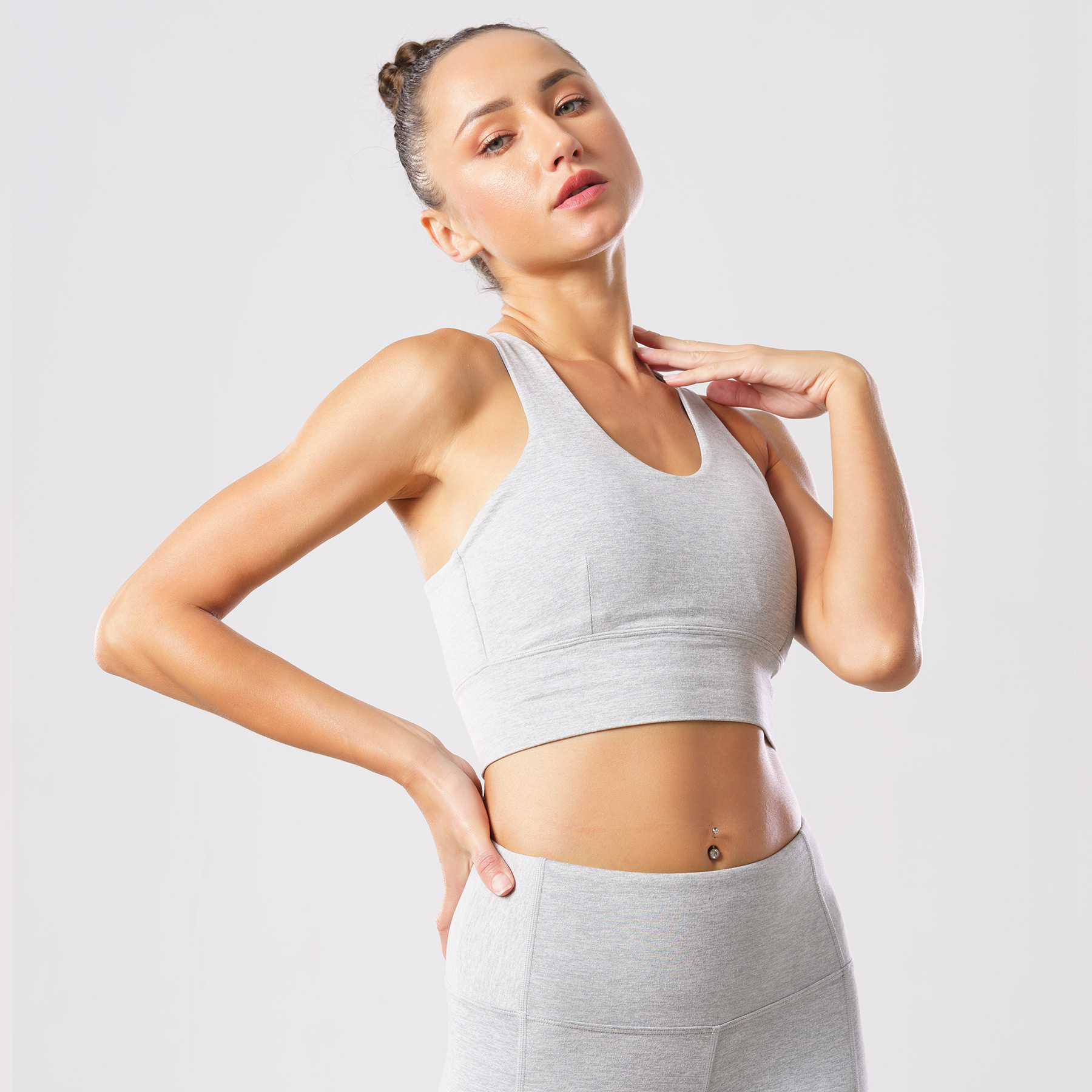 Set đồ tập Yoga Hibi Sports H136 - Kiểu áo Croptop ba lỗ 2 dây cổ tim - Kèm mút nâng ngực