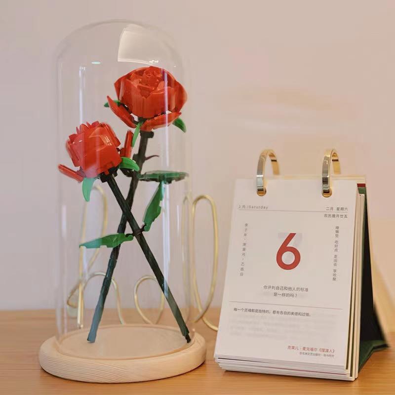Đồ chơi bó hoa đa sắc Flower Bouque decor trang trí bộ xếp hình lắp ráp quà tặng bông hồng tình yêu