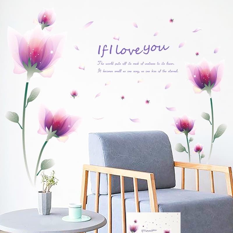 DECAL DÁN TƯỜNG ĐÔI PHA LÊ TÍM