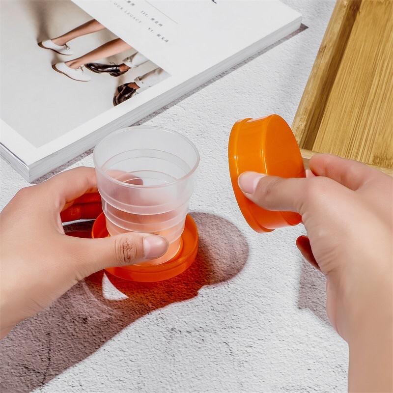 Ly uống nước gấp gọn trong suốt có có nắp đậy hình thú đáng yêu phù hợp picnic, du lịch, văn phòng, trường học