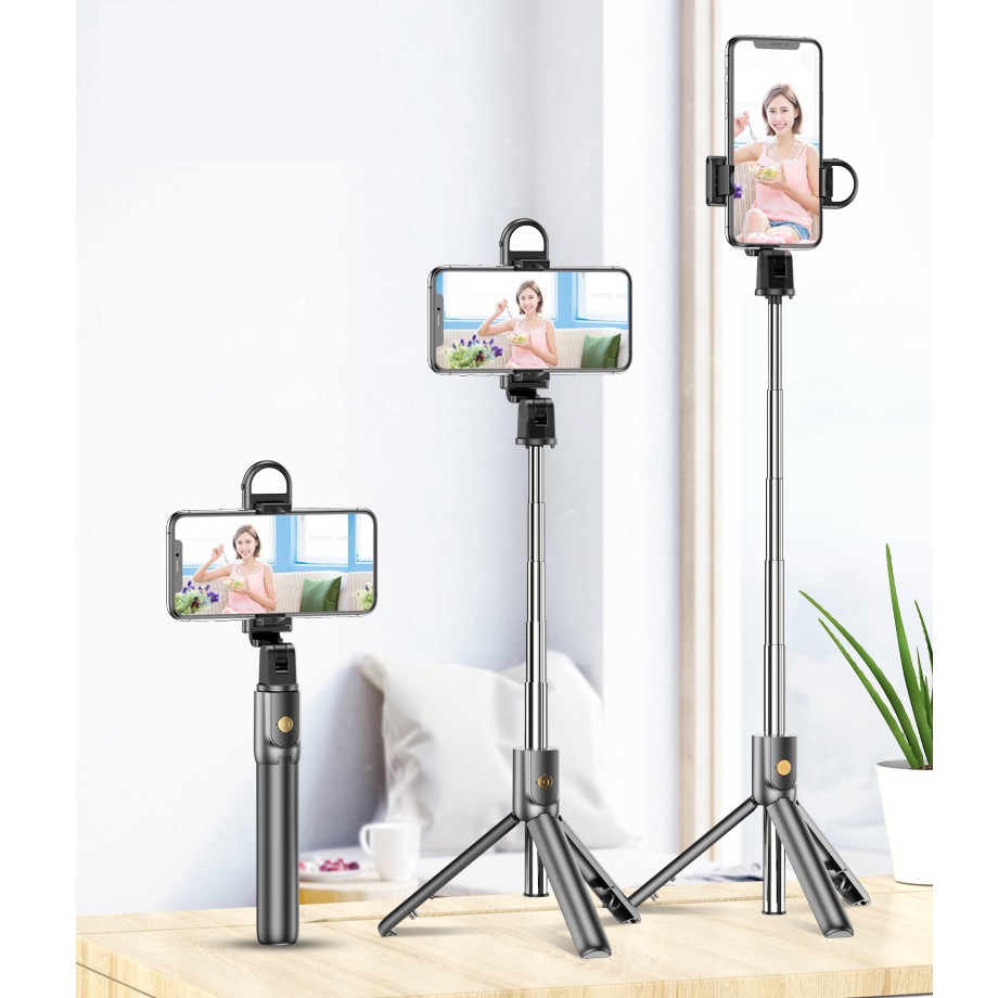 Gậy Chụp Ảnh Tự Sướng K10 Dài 130Cm Có Gương Selfie Kèm 3 Chân Đứng Tripod Kết Nối Bluetooth