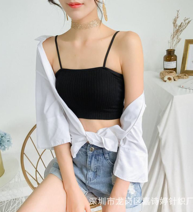 Áo Bra Croptop Hai Dây Với Đệm Ngực Gợi Cảm Dành Cho Nữ