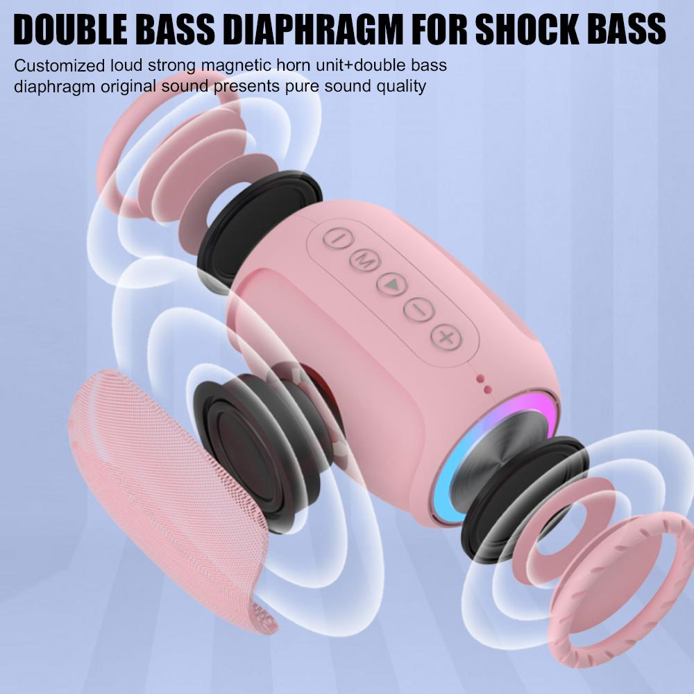 Loa di động Loa siêu trầm tương thích Bluetooth không dây Loa ngoài trời Âm thanh vòm hỗ trợ Đài FMTF Color: Pink