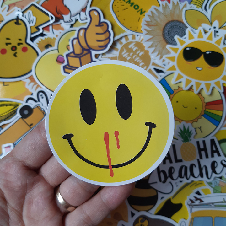 Bộ Sticker dán cao cấp chủ đề MÀU VÀNG - YELLOW - Dùng dán Xe, dán mũ bảo hiểm, dán Laptop...