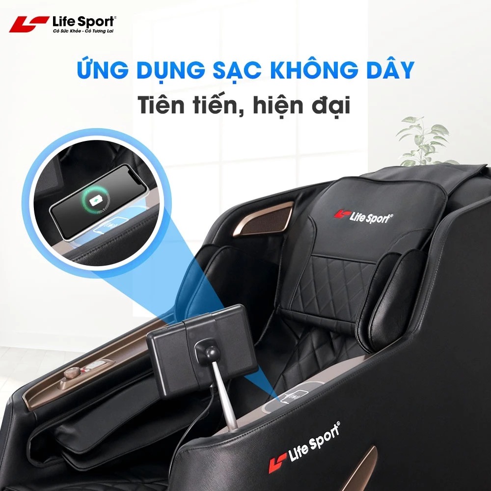 Ghế Massage Toàn Thân Giá Rẻ Lifesport LS-388, Ghế Massage Con Lăn 4D Kết Hợp Đường Ray SL, Hệ Thống Túi Khí Toàn Thân