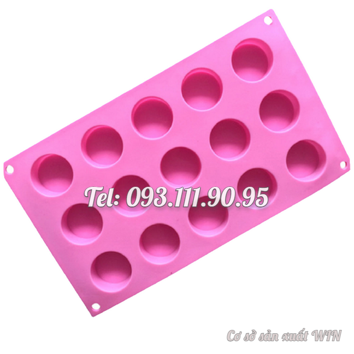 Khuôn silicon làm bánh, rau câu, bánh pudding, mousse 15 hình trụ tròn - Mã số 1016