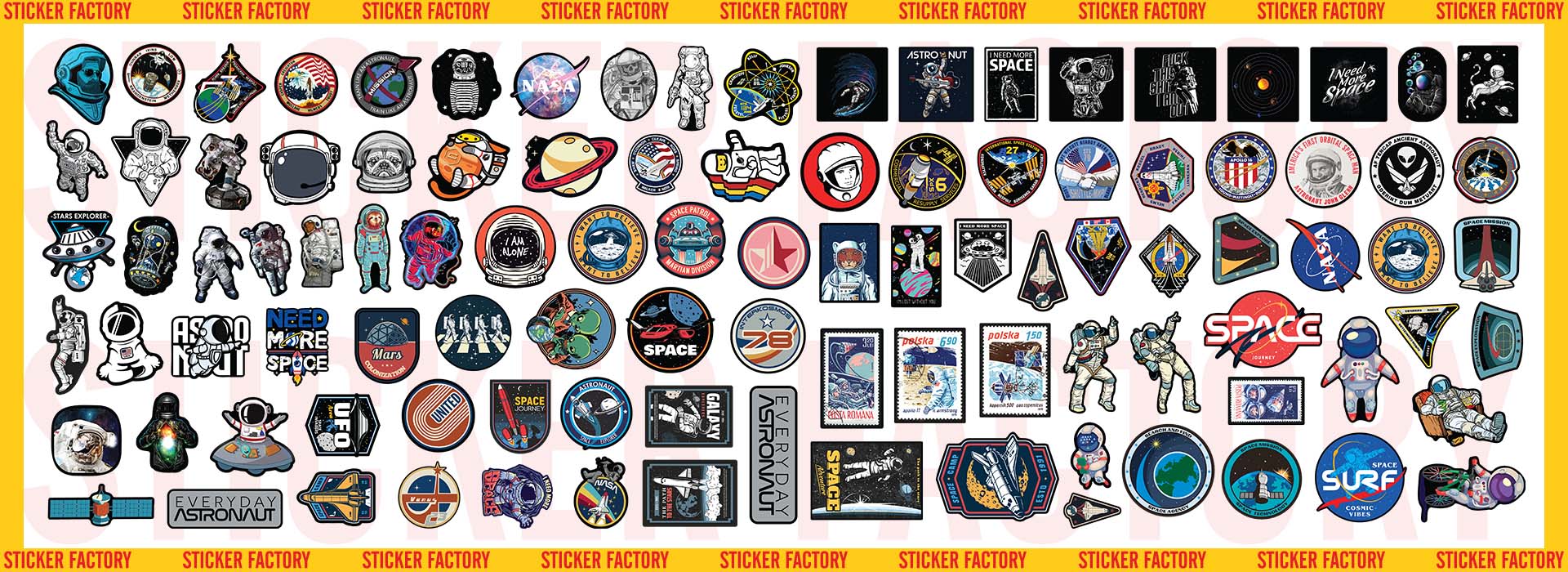 Astronaut Phi hành gia - Set 100 sticker decal hình dán dễ thương - STICKER FACTORY