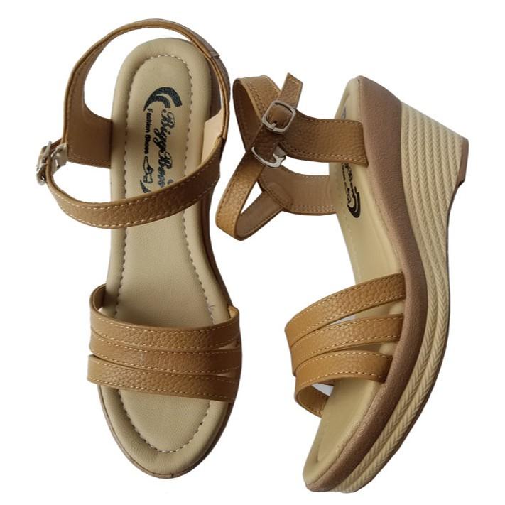 Giày sandal đế xuồng da bò thời trang cao 7 phân HKT35